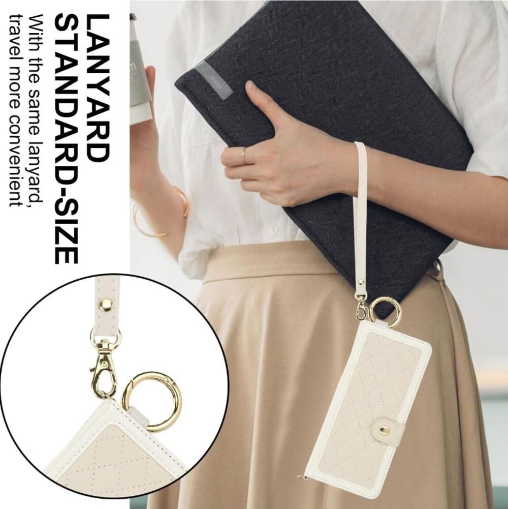Asuwish Galaxy Z Fold 7 Crossbody Wallet Case RFID S Pen Holder Card Slots Beige